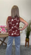 Pick It Embroidered Vest in Burgundy 110 Tops - Ella Chic Boutique