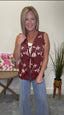 Pick It Embroidered Vest in Burgundy 110 Tops - Ella Chic Boutique