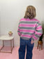 Pink and Gray Striped Fuzzy Knit Cardigan 130 Sweaters - Ella Chic Boutique