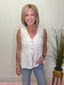 Pinstriped V-Neck Sleeveless Peplum Top
