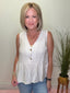 Pinstriped V - Neck Sleeveless Peplum Top 110 Tops - Ella Chic BoutiqueAnniewear