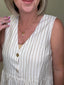 Pinstriped V - Neck Sleeveless Peplum Top 110 Tops - Ella Chic BoutiqueAnniewear