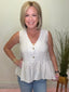 Pinstriped V-Neck Sleeveless Peplum Top
