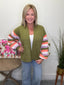 Pippa Olive Colorful Cardigan 130 Sweaters - Ella Chic Boutique