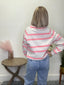 Playful Pink Striped Cropped Sweatshirt Top 110 Tops - Ella Chic Boutique
