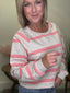 Playful Pink Striped Cropped Sweatshirt Top 110 Tops - Ella Chic Boutique
