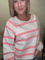 Playful Pink Striped Cropped Sweatshirt Top 110 Tops - Ella Chic Boutique