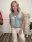 Playful Scalloped Striped Sweater Vest in Seafoam 110 Tops - Ella Chic Boutique