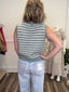 Playful Scalloped Striped Sweater Vest in Seafoam 110 Tops - Ella Chic Boutique