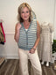Playful Scalloped Striped Sweater Vest in Seafoam 110 Tops - Ella Chic Boutique
