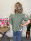 Pleased Puff Sleeve Basil Green Peplum Top 110 Tops - Ella Chic Boutique