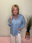 Polka Dot Button Front Denim Shirt Top