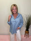 Polka Dot Button Front Denim Shirt Top 110 Tops- Ella Chic BoutiqueVine & Love