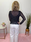 Polka Dot Mesh Long Sleeve Top in Black 110 Tops - Ella Chic BoutiqueSewn and Seen