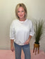 Polka Dot Puff Sleeve Sweatshirt in Cream 110 Tops- Ella Chic BoutiqueKori America