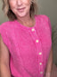 Pop of Pink Knit Button Front Sweater Vest 110 Tops - Ella Chic BoutiqueBibi