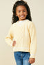 Preppy Yellow Cable Knit V - Neck Sweater - Girls 240 Kids Clothing - Ella Chic Boutique