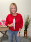 Present This Half Sleeve Cardigan in Red 130 Sweaters - Ella Chic Boutique