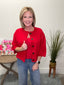 Present This Half Sleeve Cardigan in Red 130 Sweaters - Ella Chic Boutique
