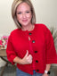 Present This Half Sleeve Cardigan in Red 130 Sweaters - Ella Chic Boutique