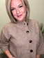 Anniewear Present This Half Sleeve Cardigan in Taupe beige tan button front cropped Sweater - Ella Chic Boutique