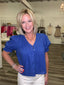 Prettiest Pintucked Detail Royal Blue Top