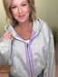Purple Trim Zip Up Hooded Jacket