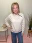 Quilted Mock Neck Button Sweatshirt 110 Tops - Ella Chic Boutique