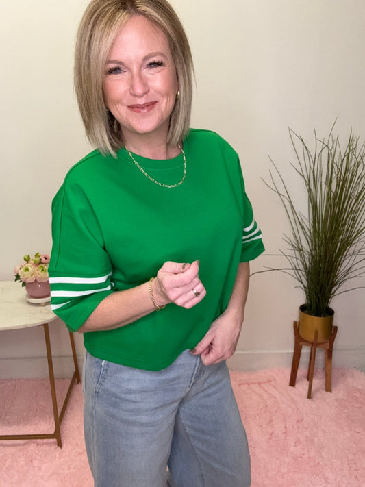 Race to the Finish Green Short Sleeve Top