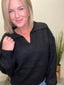 Raving Collar V-Neck Sweater in Black
