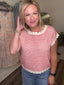 Red Stripe Scallop Edge Sleeveless Sweater Top