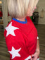 Red White and Blue Star Patch 4th of July T-Shirt Top
