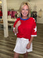 Red White and Blue Star Patch 4th of July T-Shirt Top