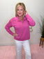 Regan Cloud Soft Half Zip Hot Pink Pullover Sweatshirt