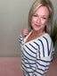Relaxed Striped Lightweight V-Neck Button Down Cardigan 110 Tops- Ella Chic BoutiqueLa Miel