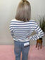 Relaxed Striped Lightweight V-Neck Button Down Cardigan 110 Tops- Ella Chic BoutiqueLa Miel