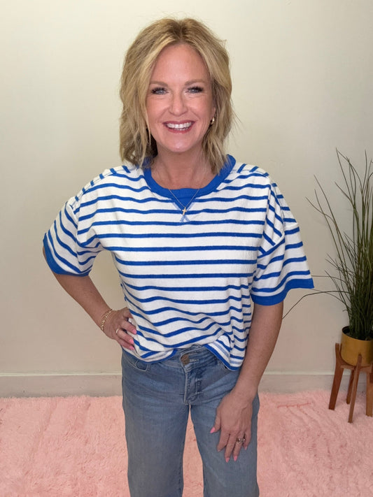 Right Now Striped Terrycloth Top
