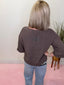 Roll Up Sleeve Notched Neckline Sweater with 3/4 Sleeves 130 Sweaters- Ella Chic BoutiqueLa Miel