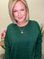 Round Roll Neck Drop Shoulder Sweater in Dk Green 130 Sweaters - Ella Chic Boutique