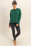 Round Roll Neck Drop Shoulder Sweater in Dk Green 130 Sweaters - Ella Chic Boutique