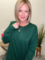 Round Roll Neck Drop Shoulder Sweater in Dk Green 130 Sweaters - Ella Chic Boutique