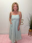 Sage Green Pinstriped Fit & Flare Midi Dress 150 Dresses & Jumpsuits - Ella Chic BoutiqueHYFVE