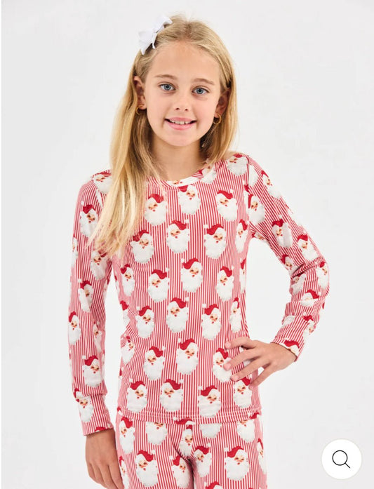 Santa Baby Red Stripe Christmas Jammies - Girls 240 Kids Clothing - Ella Chic Boutique