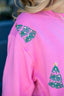 Sarah Green Trees Rhinestone Sweatshirt in Pink 110 Tops - Ella Chic Boutique