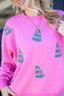 Sarah Green Trees Rhinestone Sweatshirt in Pink
