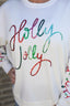 Sarah Holly Jolly white sequin sparkle Christmas Lights colorful Sweatshirt Mary square Michelle McDowell holiday Tops - Ella Chic Boutique