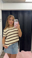 Scallop Edge Chocolate Striped Crochet Sweater Top 110 Tops- Ella Chic BoutiqueVine & Love