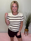 Scallop Edge Chocolate Striped Crochet Sweater Top 110 Tops- Ella Chic BoutiqueVine & Love