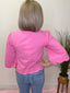 Scallop Half Sleeve Button Front Top in Bubblegum Pink 110 Tops - Ella Chic BoutiqueAnniewear
