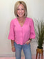 Scallop Half Sleeve Button Front Top in Bubblegum Pink 110 Tops - Ella Chic BoutiqueAnniewear